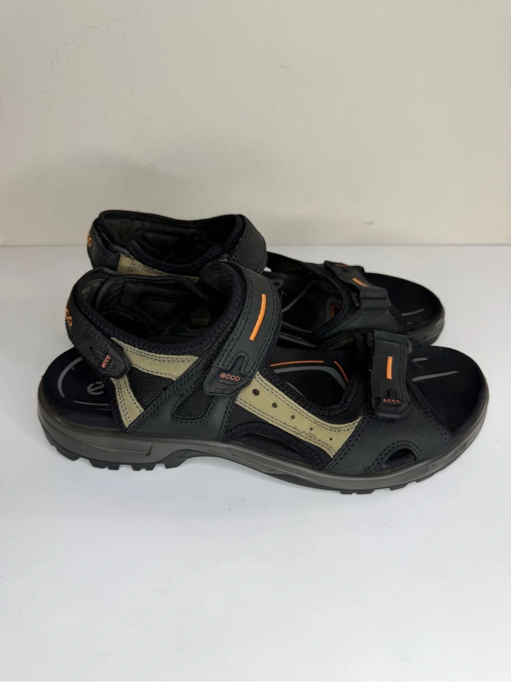 Mens Ecco Receptor Outdoor Sandals Men’s Size 46 US 12 Black Gray Hiking Trail